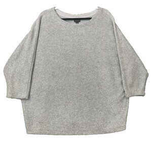 Worthington Womens Gray Sparkle Raglan Tie Up Sleeve Scoop Neck Knit Sweater XL